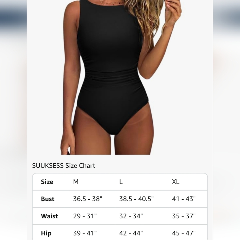 Amazon Classic Black Women's One Piece Swimsuit, Medium - Picture 5 of 9